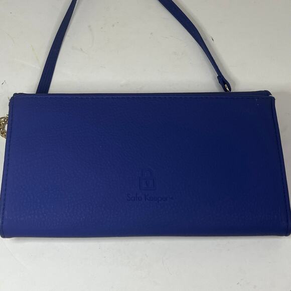 Crossbody Purse Dark Blue/Purple Faux Leather Safe Keeper with Gold Accents - Picture 8 of 12
